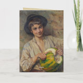 Happy Thanksgiving Italiaanse jongen met pompoen Kaart (Achterkant)