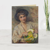Happy Thanksgiving Italiaanse jongen met pompoen Kaart (Voorkant)