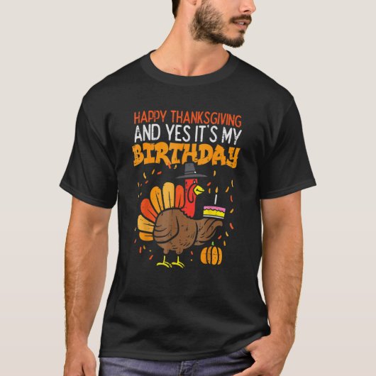 Happy Thanksgiving ja: mijn geboorte Turkije Manne T-shirt (Voorkant)