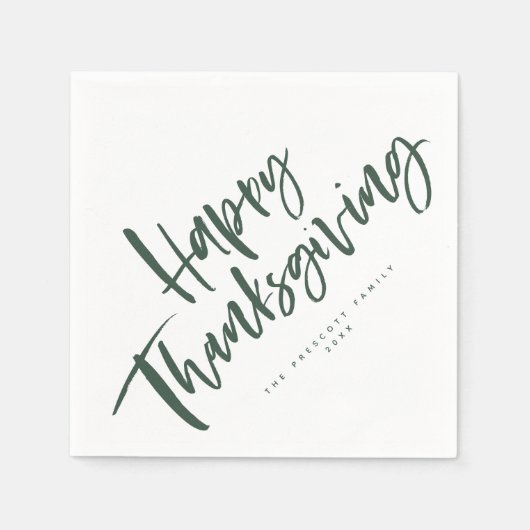 Happy Thanksgiving jager groen penseelscript Servet (Voorkant)