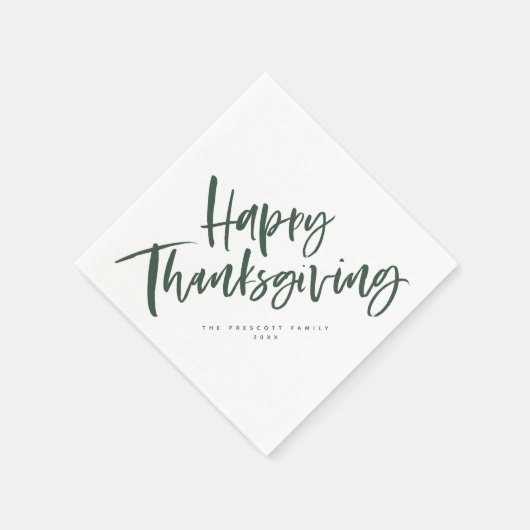 Happy Thanksgiving jager groen penseelscript Servet (Hoek)