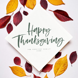 Happy Thanksgiving jager groen penseelscript Servet