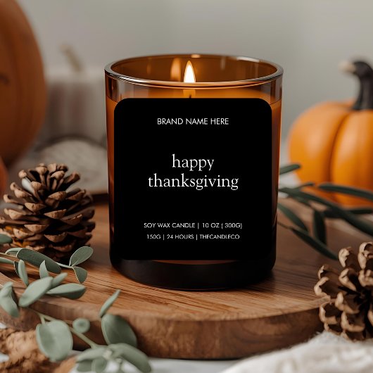 Happy Thanksgiving kaarsenlabel | minimalistische  Vierkante Sticker
