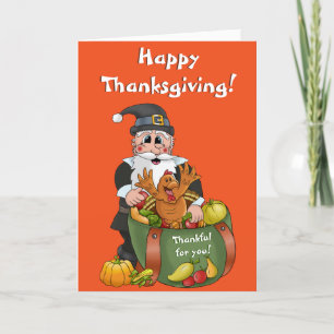 Happy Thanksgiving Kaart voor kinderen uit Santa