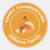 Happy Thanksgiving kalkoen sinaasappel Ronde Sticker (Voorkant)