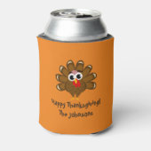 Happy Thanksgiving kalkoen vogel illustratie op ma Blikjeskoeler (Blikje Achterkant)