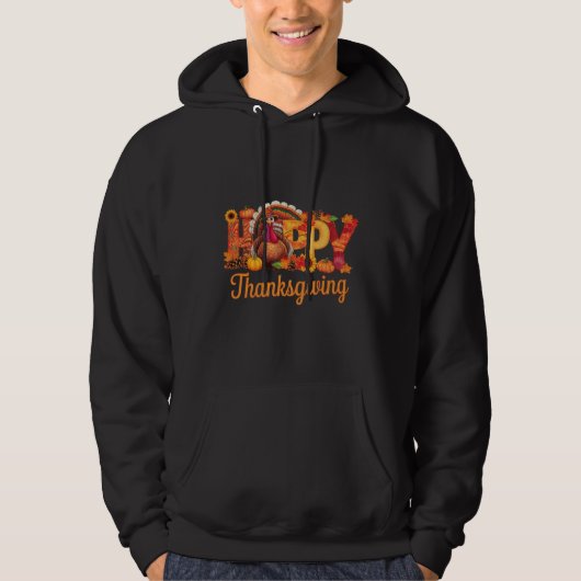 Happy Thanksgiving kalkoenen Herfst Hoodie (Voorkant)