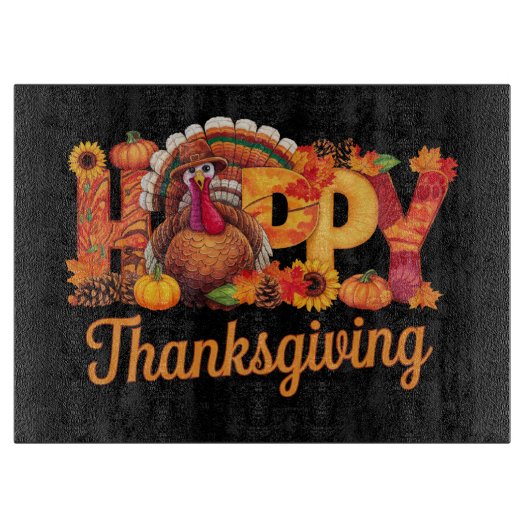 Happy Thanksgiving kalkoenen Herfst Snijplank (Voorkant)