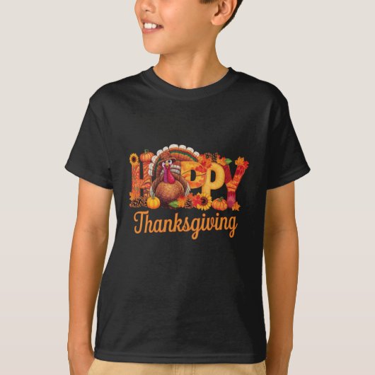 Happy Thanksgiving kalkoenen Herfst T-shirt (Voorkant)