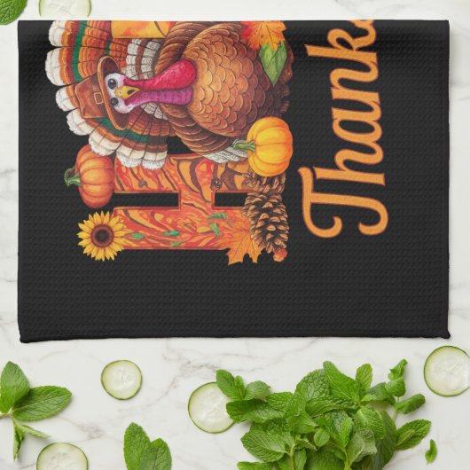 Happy Thanksgiving kalkoenen Herfst Theedoek (Gevouwen)