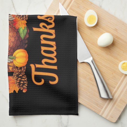 Happy Thanksgiving kalkoenen Herfst Theedoek (Quarter Fold)