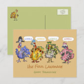 Happy Thanksgiving kalkoenen Vogeltaal Feestdagenkaart (Voorkant / Achterkant)