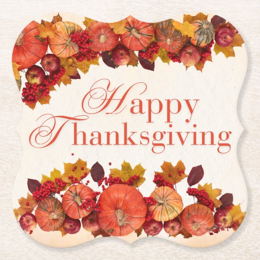 Happy Thanksgiving Kartonnen Onderzetters (Voorkant)