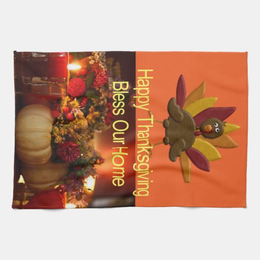 Happy Thanksgiving Keuken Handdoek Bless Home (Horizontaal)