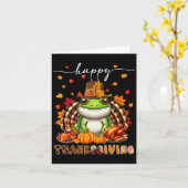 Happy Thanksgiving kikkerkostuum Turkije Fall Leav Kaart (Gele Bloem)