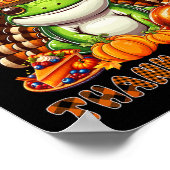 Happy Thanksgiving kikkerkostuum Turkije Fall Leav Poster (Hoek)