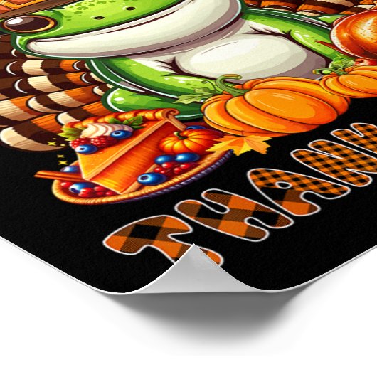 Happy Thanksgiving kikkerkostuum Turkije Fall Leav Poster (Hoek)