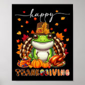 Happy Thanksgiving kikkerkostuum Turkije Fall Leav Poster (Voorkant)