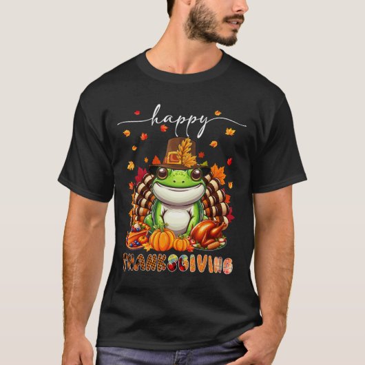 Happy Thanksgiving kikkerkostuum Turkije Fall Leav T-shirt (Voorkant)