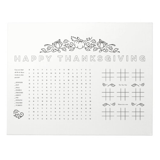 Happy Thanksgiving kinder activiteitspagina kleure Notitieblok (Voorkant)