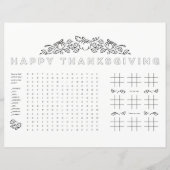 Happy Thanksgiving kinder pagina over tabelactivit (Voorkant)