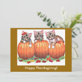 Happy Thanksgiving Kittens op Pumpkins, ZSSG Feestdagenkaart (Staand voorkant)