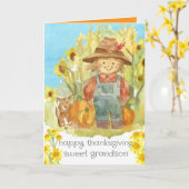 Happy Thanksgiving kleinzoon Boer Jongen Puppy Hon Kaart (Gele Bloem)
