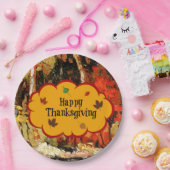 "Happy Thanksgiving", kleuren van de herfst, Papieren Bordje (Feest)