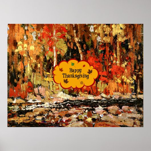"Happy Thanksgiving", kleuren van de herfst, Poster (Voorkant)