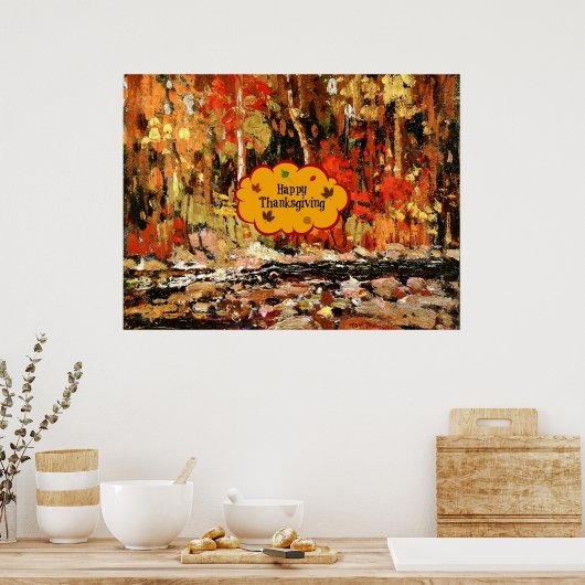 "Happy Thanksgiving", kleuren van de herfst, Poster (Keuken)
