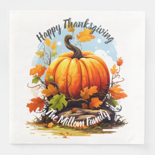 Happy Thanksgiving kleurrijke pompoen bewerkbaar Servet