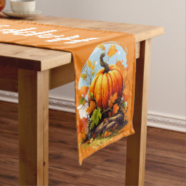 Happy Thanksgiving kleurrijke pompoen Medium Tafelloper