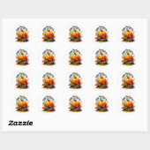 Happy Thanksgiving kleurrijke pompoen Ronde Sticker (Vel)