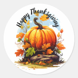 Happy Thanksgiving kleurrijke pompoen Ronde Sticker