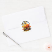 Happy Thanksgiving kleurrijke pompoen Ronde Sticker (Envelop)