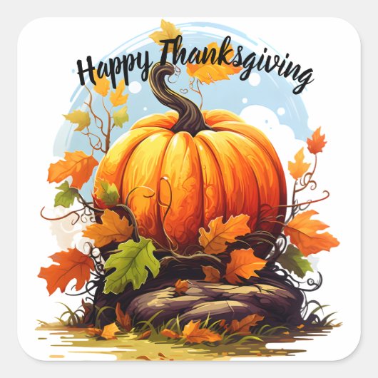 Happy Thanksgiving kleurrijke pompoen Vierkante Sticker (Voorkant)