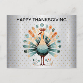 Happy Thanksgiving kleurrijke Turkije Golden Stars Briefkaart