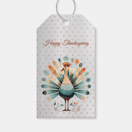 Happy Thanksgiving kleurrijke Turkije Golden Stars Cadeaulabel
