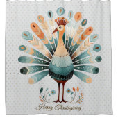 Happy Thanksgiving kleurrijke Turkije Golden Stars Douchegordijn (Voorkant)