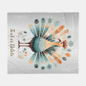 Happy Thanksgiving kleurrijke Turkije Golden Stars Fleece Deken (Voorkant (Horizontaal))