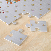 Happy Thanksgiving kleurrijke Turkije Golden Stars Legpuzzel (Zijkant)