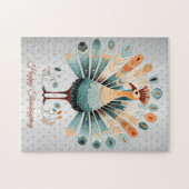 Happy Thanksgiving kleurrijke Turkije Golden Stars Legpuzzel (Horizontaal)