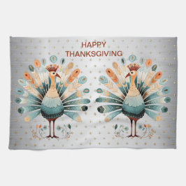 Happy Thanksgiving kleurrijke Turkije Golden Stars Theedoek