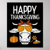Happy Thanksgiving Koe Herfst Autumn Farmer Mannen Poster (Voorkant)