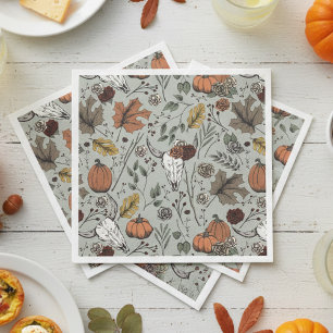 Happy Thanksgiving Koe Skull Herfst Harvest Servet