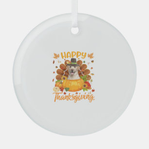 Happy Thanksgiving Labrador Hond Turkije Pompoen L Glas Ornament