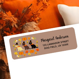 Happy Thanksgiving Labrador Silhouette Etiket