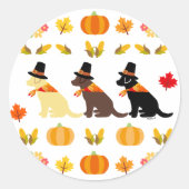 Happy Thanksgiving Labrador Silhouette Pumpkins Ronde Sticker (Voorkant)