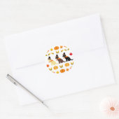 Happy Thanksgiving Labrador Silhouette Pumpkins Ronde Sticker (Envelop)