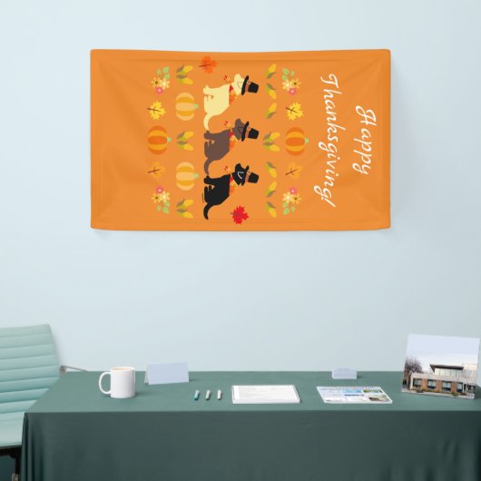 Happy Thanksgiving Labrador Silhouette Sinaasappel Spandoek (Beurs)